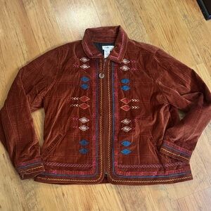 Cold Water Creek Aztec Embroidered Jacket Sz XL